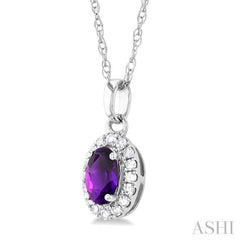 ASHI Oval Shape Gemstone & Halo Diamond Pendant 58699PPTSPDAMWG-OV