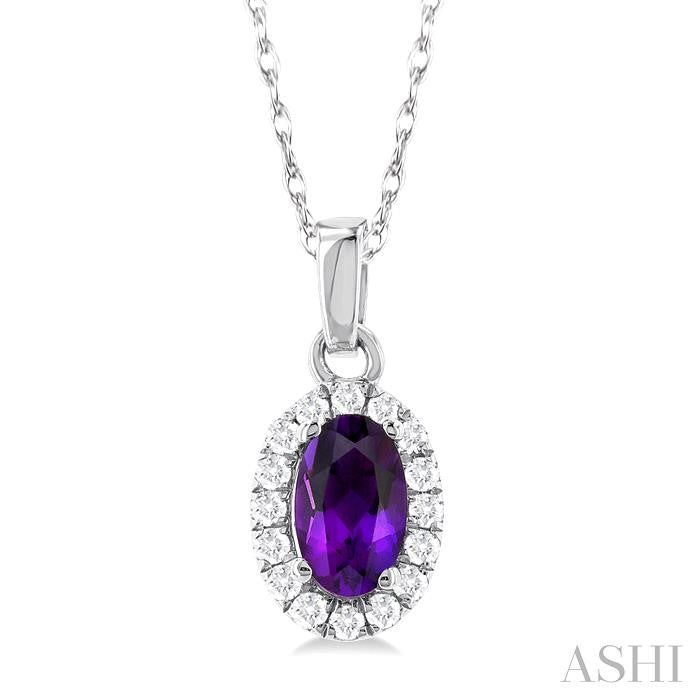 ASHI Oval Shape Gemstone & Halo Diamond Pendant 58699PPTSPDAMWG-OV