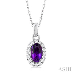 ASHI Oval Shape Gemstone & Halo Diamond Pendant 58699PPTSPDAMWG-OV