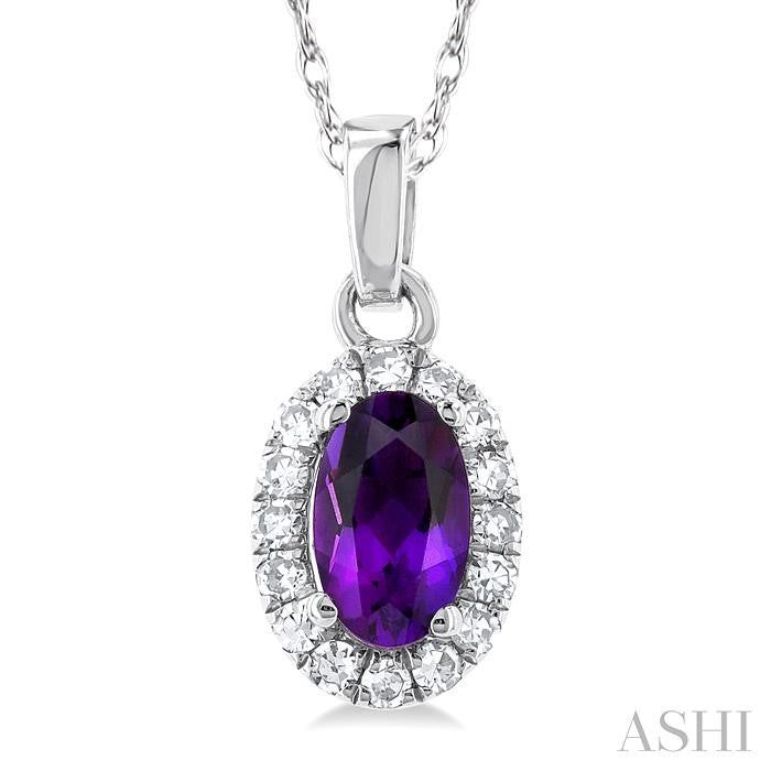 ASHI Oval Shape Gemstone & Halo Diamond Pendant 58699PPTSPDAMWG-OV