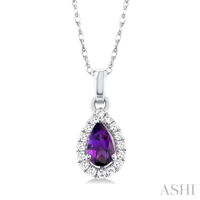 ASHI Pear Shape Gemstone & Halo Diamond Pendant 58699PPTSPDAMWG-PR