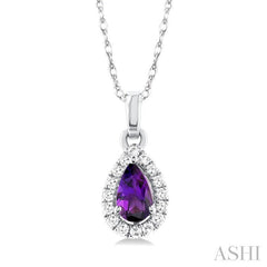 ASHI Pear Shape Gemstone & Halo Diamond Pendant 58699PPTSPDAMWG-PR
