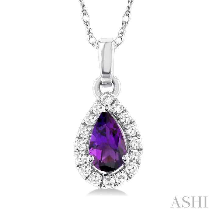 ASHI Pear Shape Gemstone & Halo Diamond Pendant 58699PPTSPDAMWG-PR