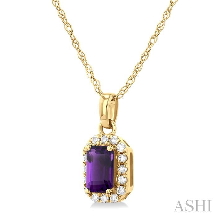 ASHI Emerald Shape Gemstone & Halo Diamond Pendant 58699PPTSPDAMYG-OC
