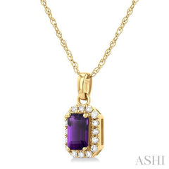 ASHI Emerald Shape Gemstone & Halo Diamond Pendant 58699PPTSPDAMYG-OC