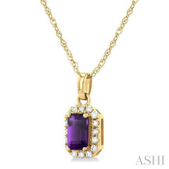 ASHI Emerald Shape Gemstone & Halo Diamond Pendant 58699PPTSPDAMYG-OC