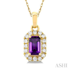 ASHI Emerald Shape Gemstone & Halo Diamond Pendant 58699PPTSPDAMYG-OC
