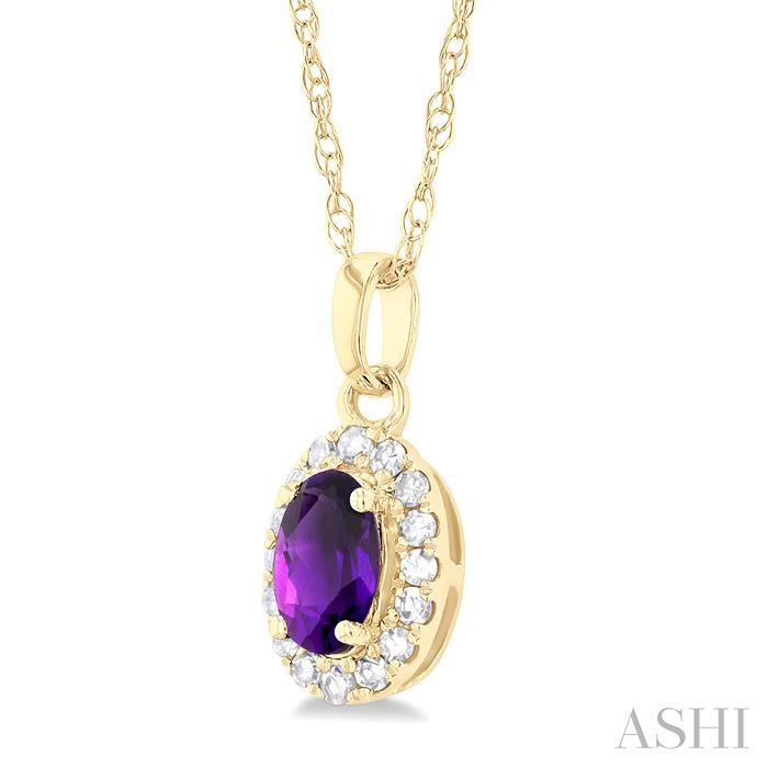 ASHI Oval Shape Gemstone & Halo Diamond Pendant 58699PPTSPDAMYG-OV