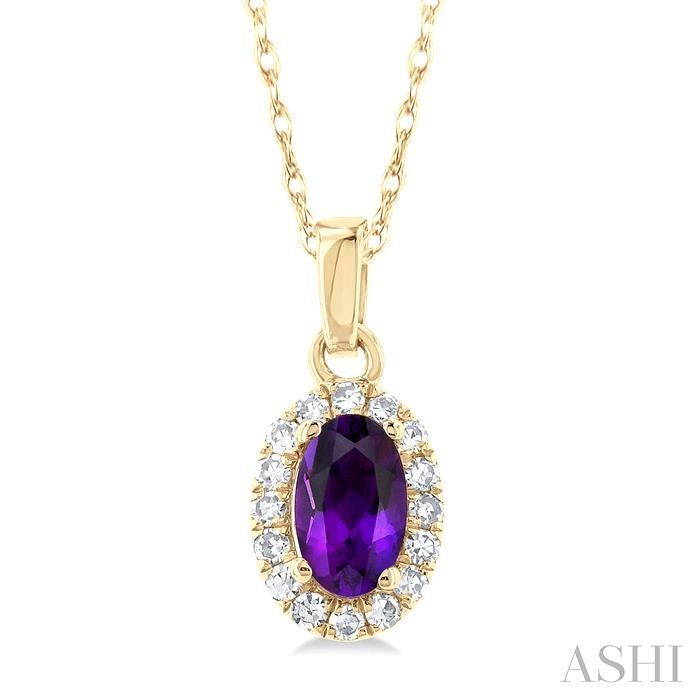 ASHI Oval Shape Gemstone & Halo Diamond Pendant 58699PPTSPDAMYG-OV