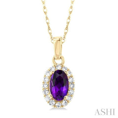 ASHI Oval Shape Gemstone & Halo Diamond Pendant 58699PPTSPDAMYG-OV