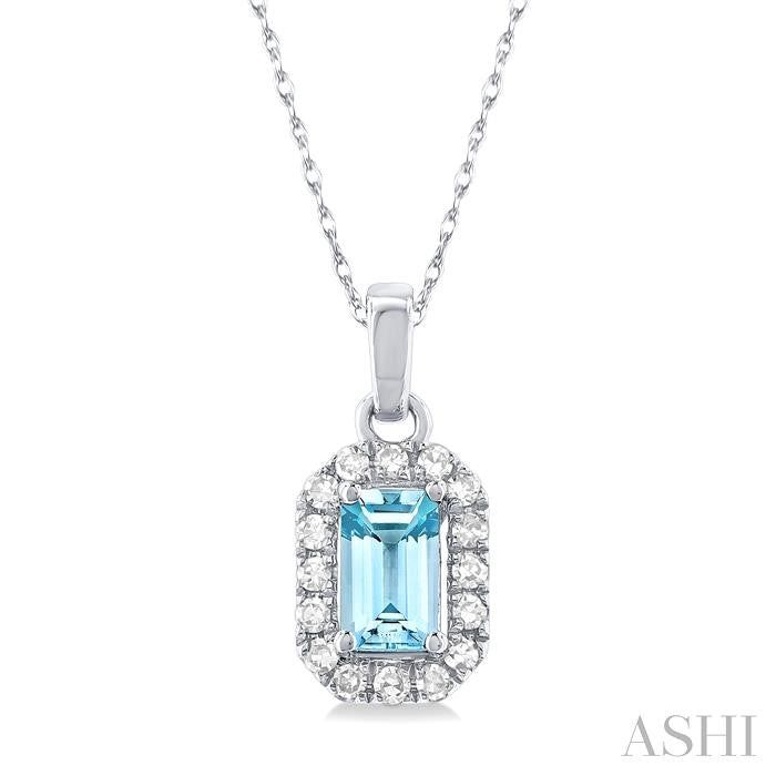 ASHI Emerald Shape Gemstone & Halo Diamond Pendant 58699PPTSPDAQWG-OC