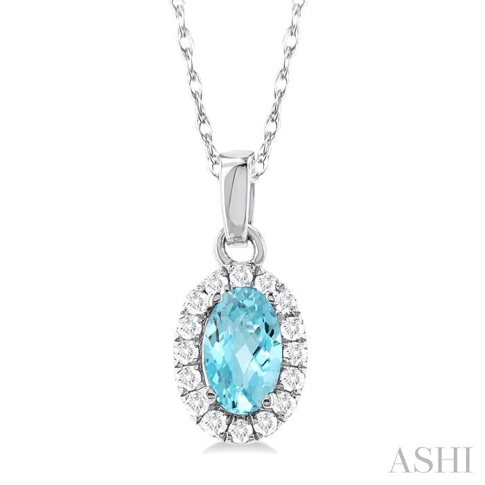 ASHI Oval Shape Gemstone & Halo Diamond Pendant 58699PPTSPDAQWG-OV