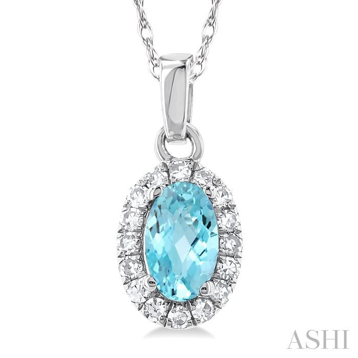 ASHI Oval Shape Gemstone & Halo Diamond Pendant 58699PPTSPDAQWG-OV