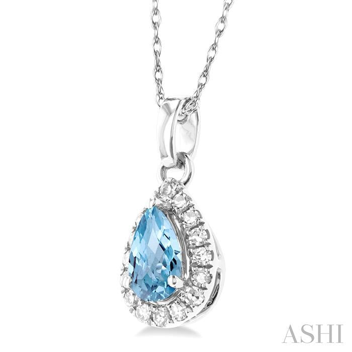 ASHI Pear Shape Gemstone & Halo Diamond Pendant 58699PPTSPDAQWG-PR