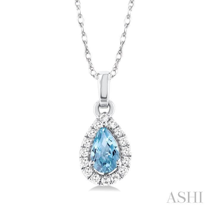 ASHI Pear Shape Gemstone & Halo Diamond Pendant 58699PPTSPDAQWG-PR