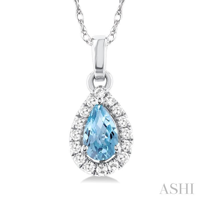ASHI Pear Shape Gemstone & Halo Diamond Pendant 58699PPTSPDAQWG-PR