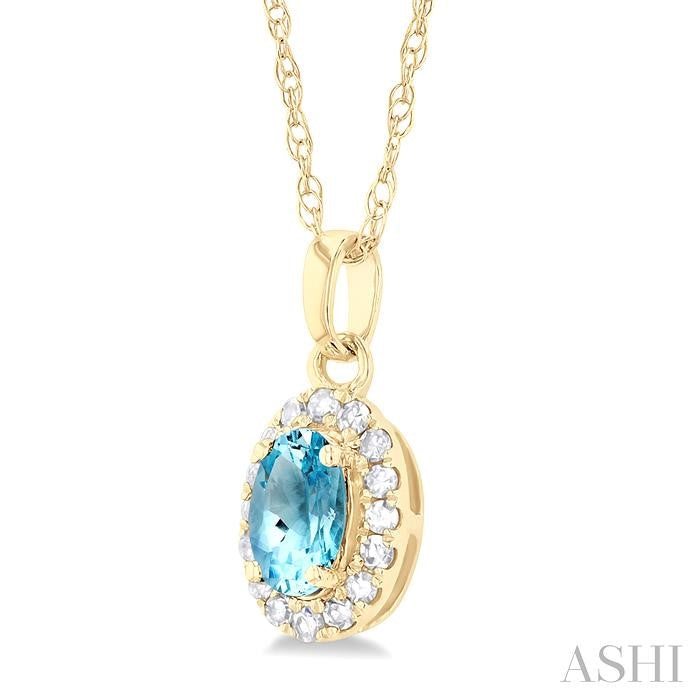 ASHI Oval Shape Gemstone & Halo Diamond Pendant 58699PPTSPDAQYG-OV