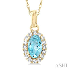 ASHI Oval Shape Gemstone & Halo Diamond Pendant 58699PPTSPDAQYG-OV