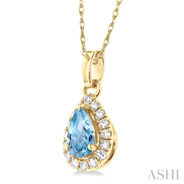ASHI Pear Shape Gemstone & Halo Diamond Pendant 58699PPTSPDAQYG-PR