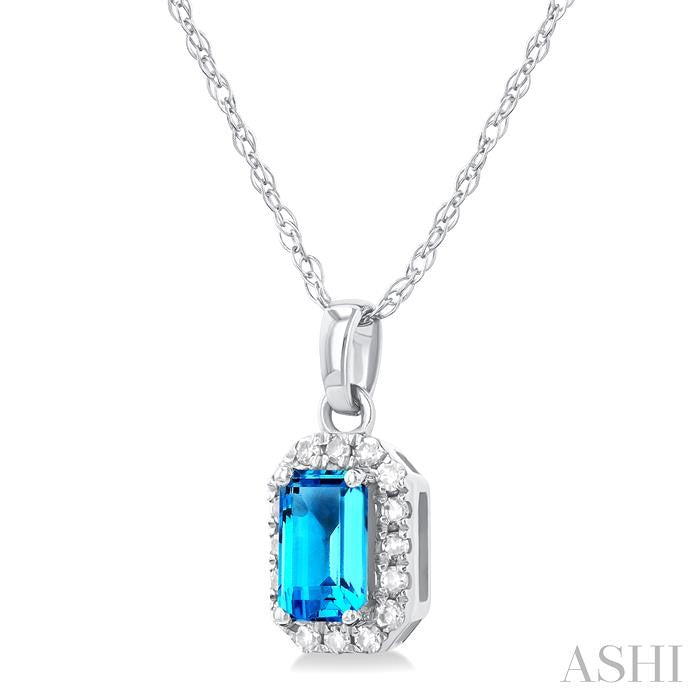 ASHI Emerald Shape Gemstone & Halo Diamond Pendant 58699PPTSPDBTWG-OC