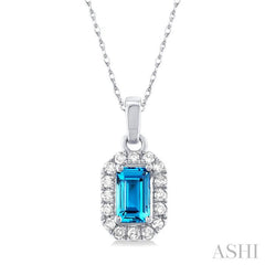 ASHI Emerald Shape Gemstone & Halo Diamond Pendant 58699PPTSPDBTWG-OC