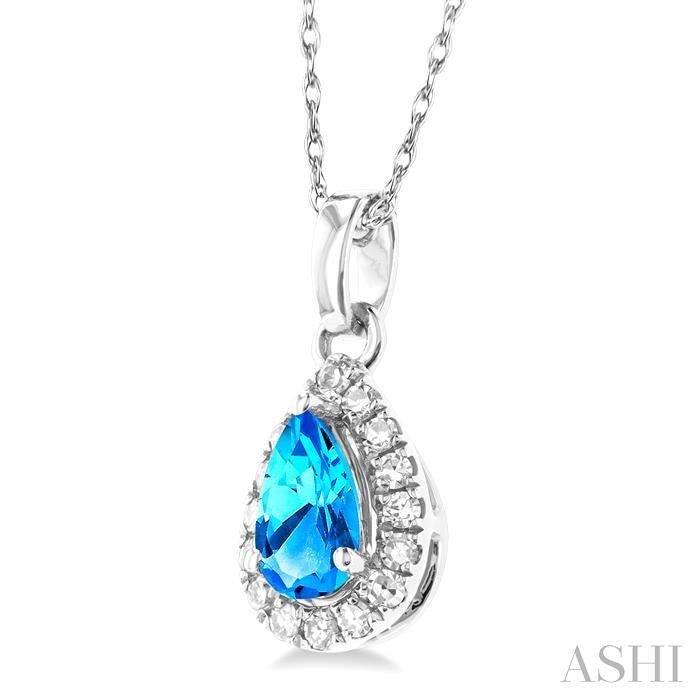 ASHI Pear Shape Gemstone & Halo Diamond Pendant 58699PPTSPDBTWG-PR