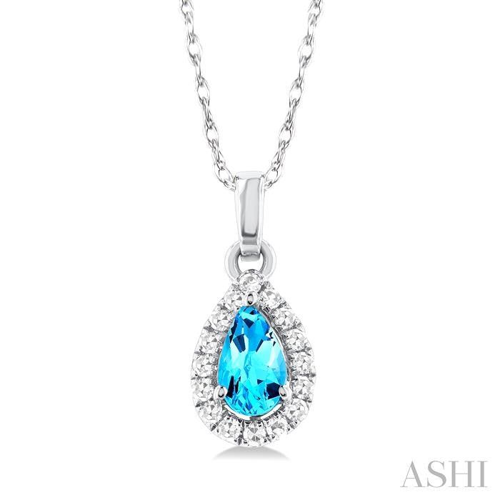 ASHI Pear Shape Gemstone & Halo Diamond Pendant 58699PPTSPDBTWG-PR