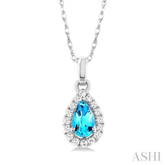 ASHI Pear Shape Gemstone & Halo Diamond Pendant 58699PPTSPDBTWG-PR