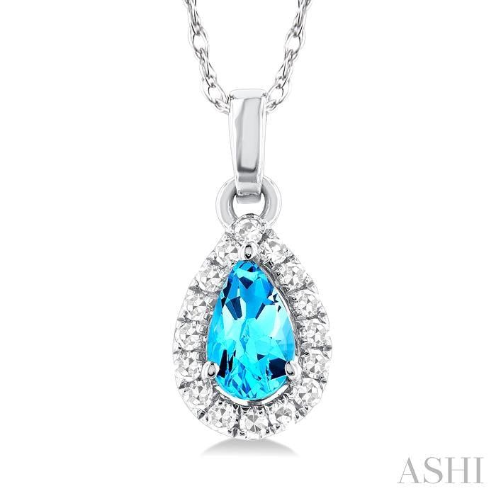 ASHI Pear Shape Gemstone & Halo Diamond Pendant 58699PPTSPDBTWG-PR
