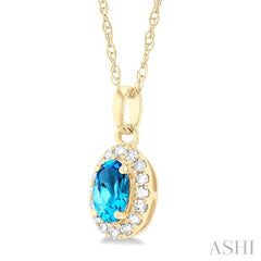 ASHI Oval Shape Gemstone & Halo Diamond Pendant 58699PPTSPDBTYG-OV
