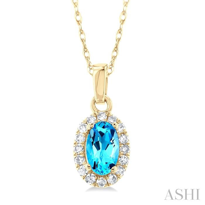ASHI Oval Shape Gemstone & Halo Diamond Pendant 58699PPTSPDBTYG-OV