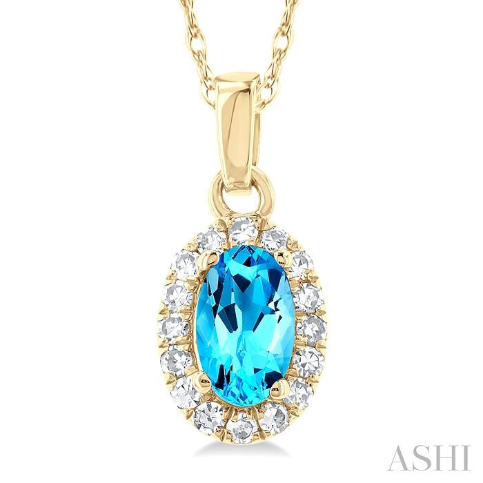 ASHI Oval Shape Gemstone & Halo Diamond Pendant 58699PPTSPDBTYG-OV