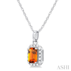 ASHI Emerald Shape Gemstone & Halo Diamond Pendant 58699PPTSPDCTWG-OC
