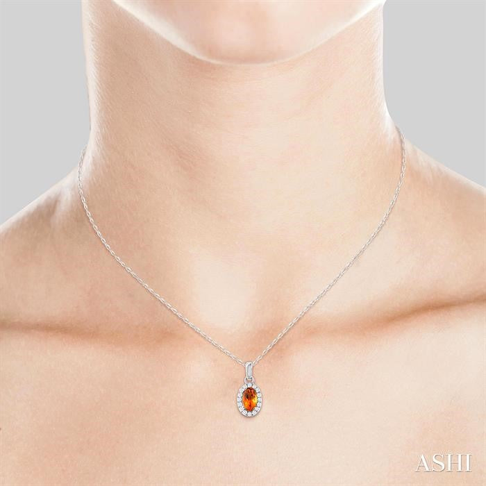 ASHI Oval Shape Gemstone & Halo Diamond Pendant 58699PPTSPDCTWG-OV