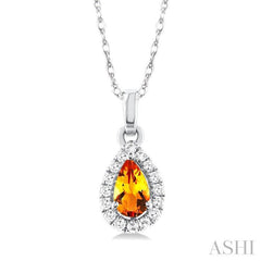 ASHI Pear Shape Gemstone & Halo Diamond Pendant 58699PPTSPDCTWG-PR