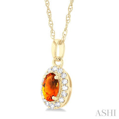 ASHI Oval Shape Gemstone & Halo Diamond Pendant 58699PPTSPDCTYG-OV