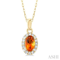 ASHI Oval Shape Gemstone & Halo Diamond Pendant 58699PPTSPDCTYG-OV