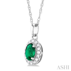 ASHI Oval Shape Gemstone & Halo Diamond Pendant 58699PPTSPDEMWG-OV