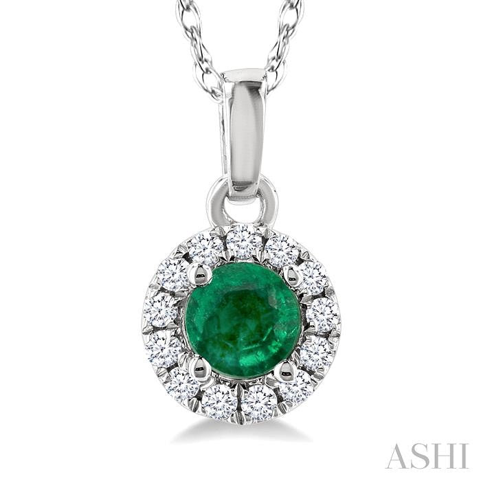 ASHI Round Shape Gemstone & Halo Diamond Pendant 58699PPTSPDEMWG-RD