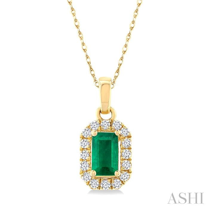 ASHI Emerald Shape Gemstone & Halo Diamond Pendant 58699PPTSPDEMYG-OC