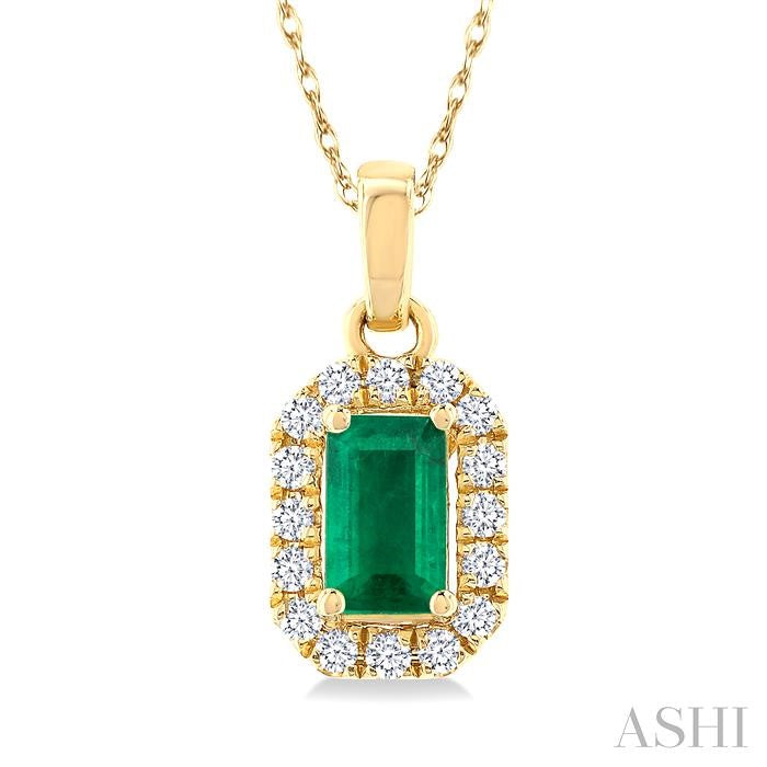 ASHI Emerald Shape Gemstone & Halo Diamond Pendant 58699PPTSPDEMYG-OC