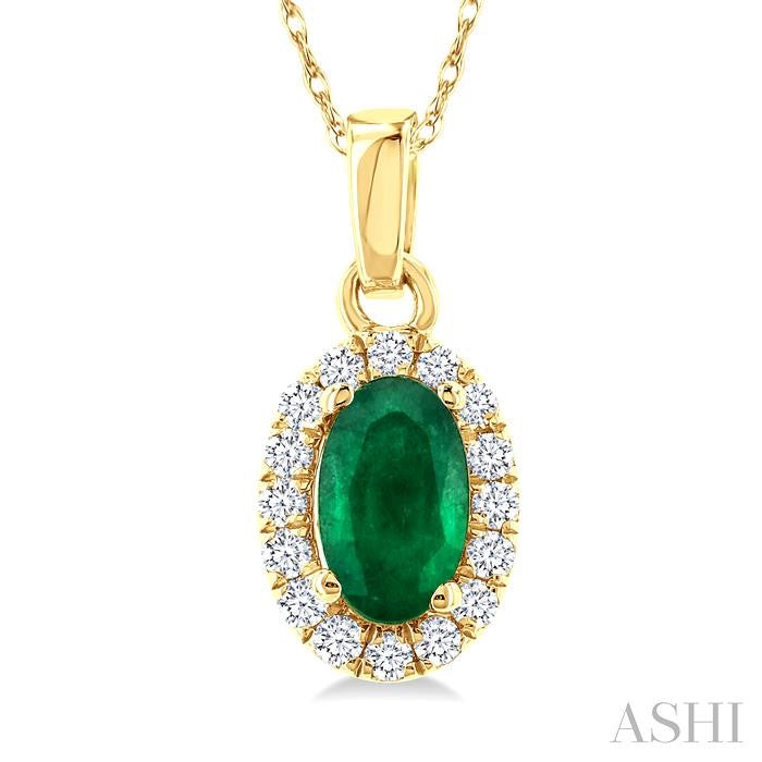 ASHI Oval Shape Gemstone & Halo Diamond Pendant 58699PPTSPDEMYG-OV