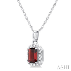 ASHI Emerald Shape Gemstone & Halo Diamond Pendant 58699PPTSPDGTWG-OC