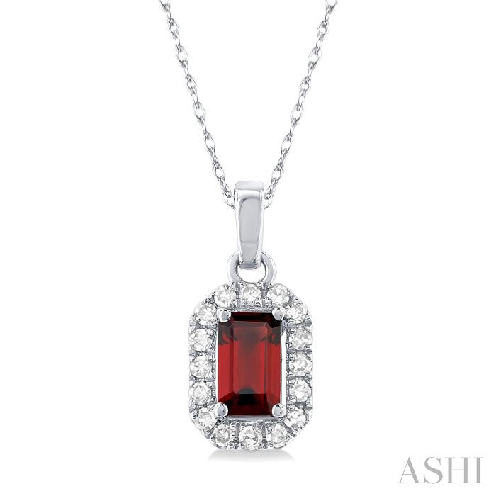 ASHI Emerald Shape Gemstone & Halo Diamond Pendant 58699PPTSPDGTWG-OC