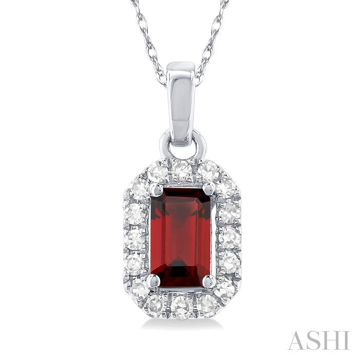 ASHI Emerald Shape Gemstone & Halo Diamond Pendant 58699PPTSPDGTWG-OC