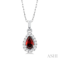 ASHI Pear Shape Gemstone & Halo Diamond Pendant 58699PPTSPDGTWG-PR