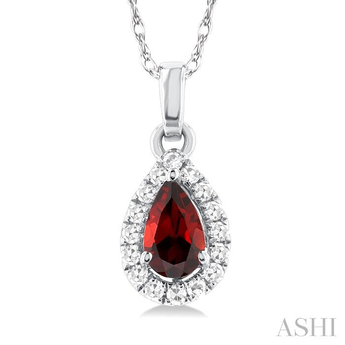 ASHI Pear Shape Gemstone & Halo Diamond Pendant 58699PPTSPDGTWG-PR