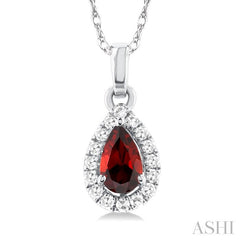 ASHI Pear Shape Gemstone & Halo Diamond Pendant 58699PPTSPDGTWG-PR