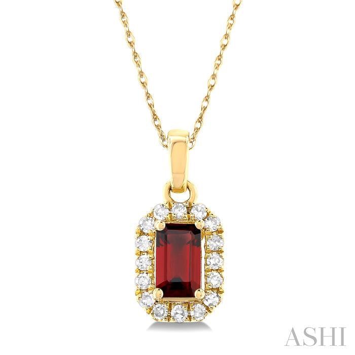 ASHI Emerald Shape Gemstone & Halo Diamond Pendant 58699PPTSPDGTYG-OC