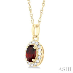 ASHI Oval Shape Gemstone & Halo Diamond Pendant 58699PPTSPDGTYG-OV